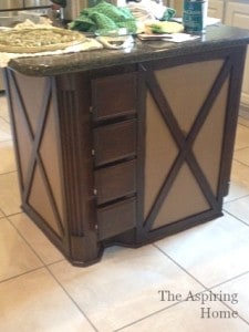 easy kitchen island makeover base painted www.theaspiringhome.com