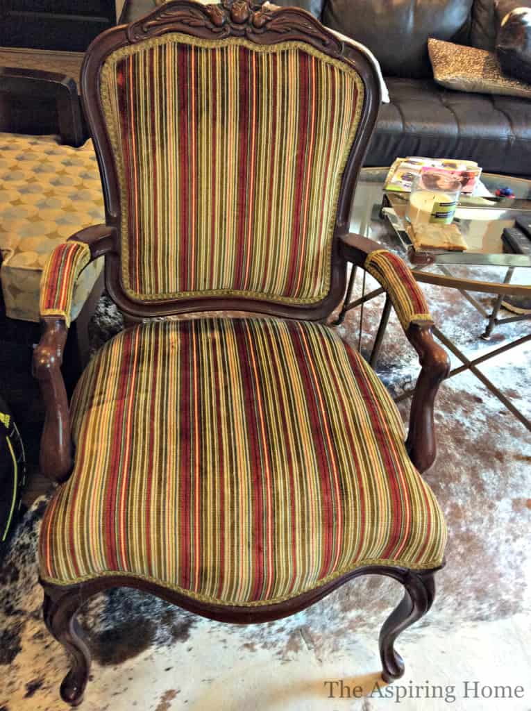 before photo of chair to be reupholstered
