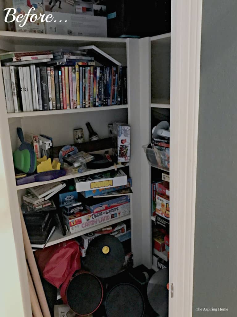 Simple Game Room Closet Organization Tips | The Aspiring Home