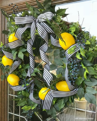 DIY Simple Lemon Boxwood Wreath