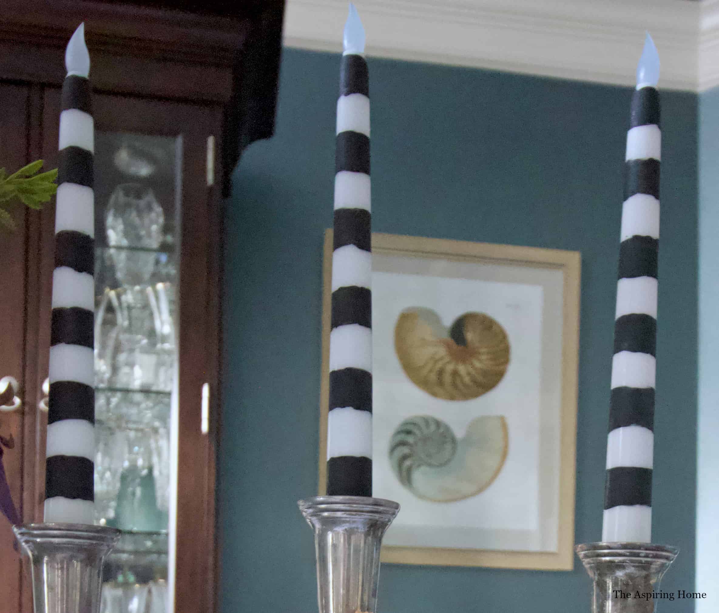Hand painted striped candles