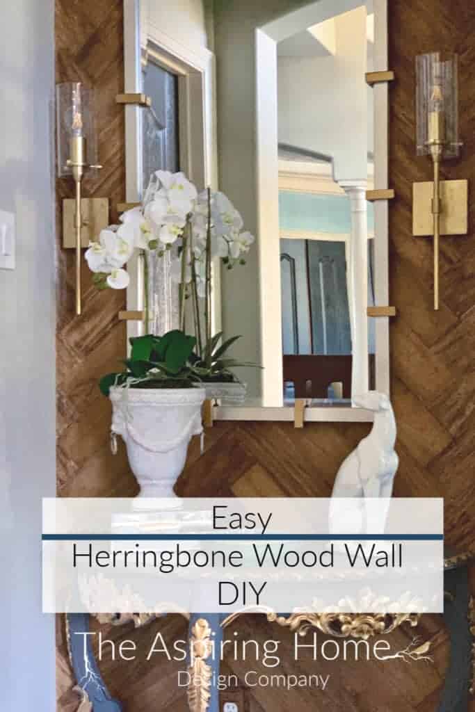 Easy herringbone wood wall DIY feature photo after