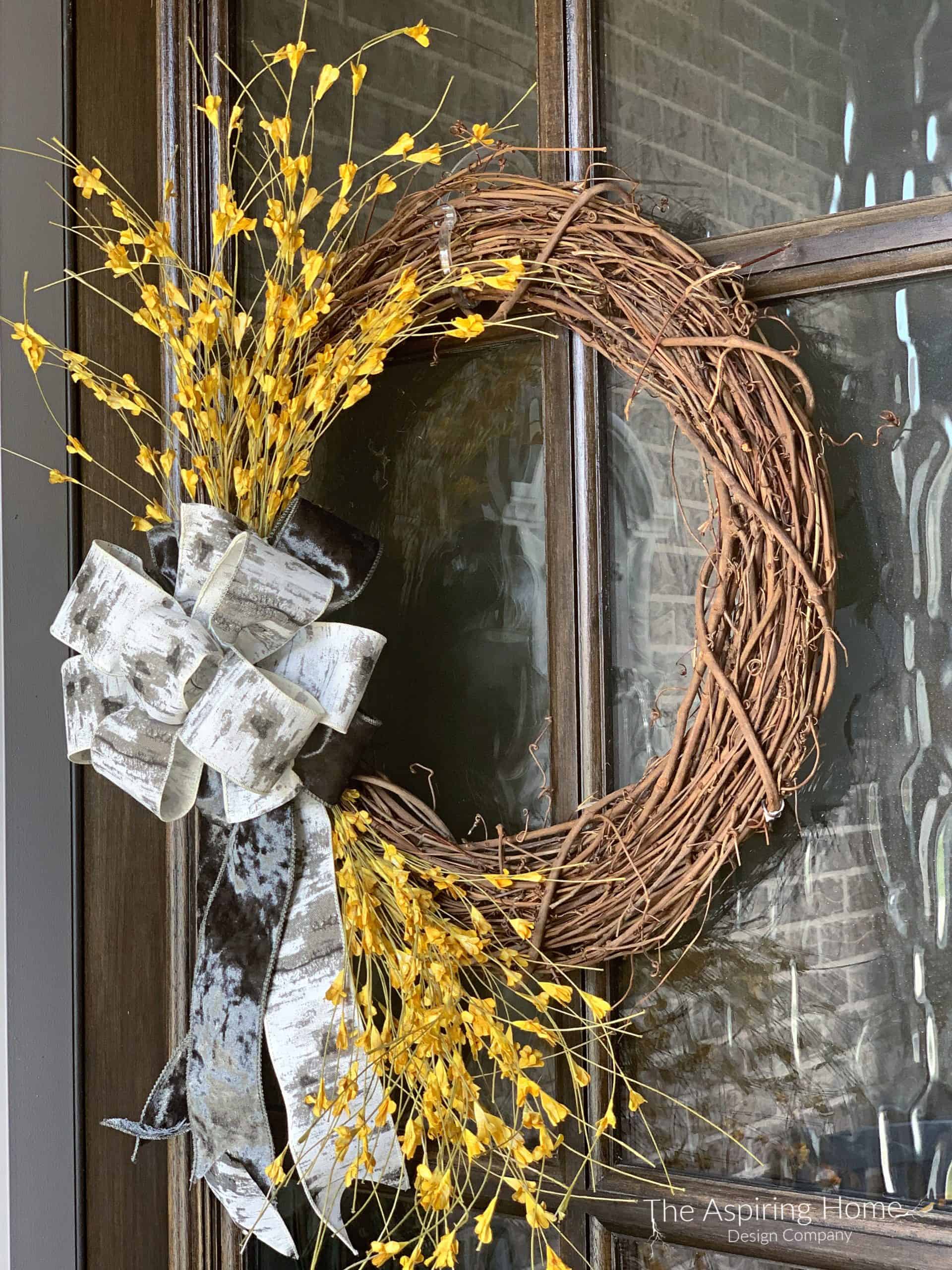 23 White Forsythia Wreath by Bloom Room