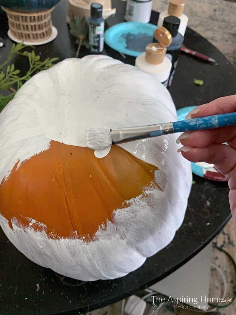 step 1 paint the pumpkin Carrera marble pumpkin DIY