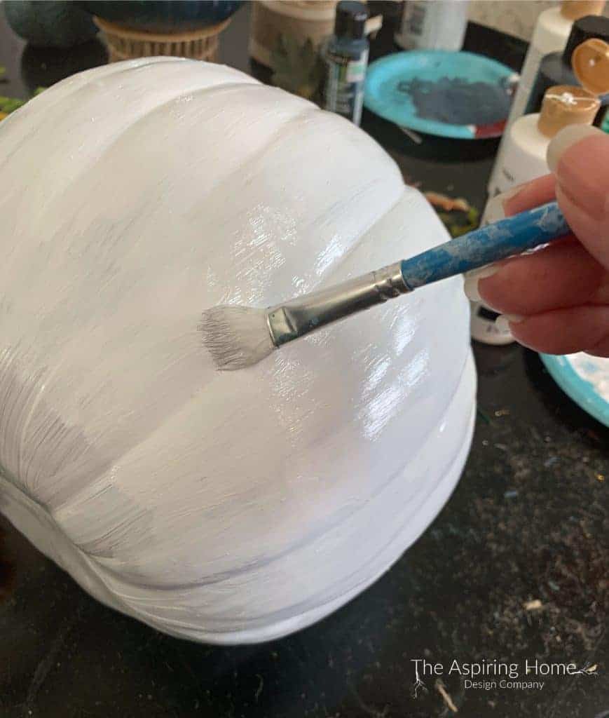 add second coat of paint Carrera marble pumpkin DIY