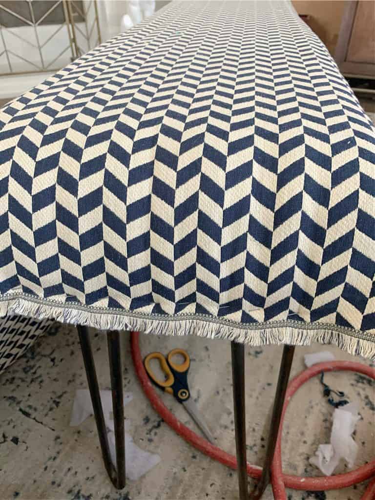 time to add the fabric to your bench project