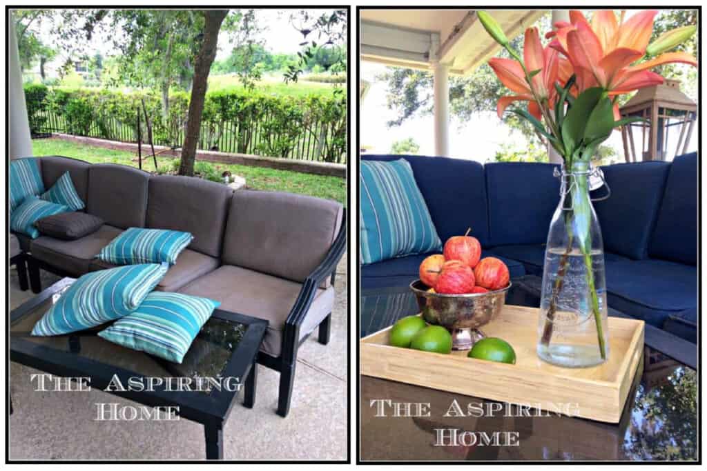 ideas for outdoor living painting cushions with spray paint
