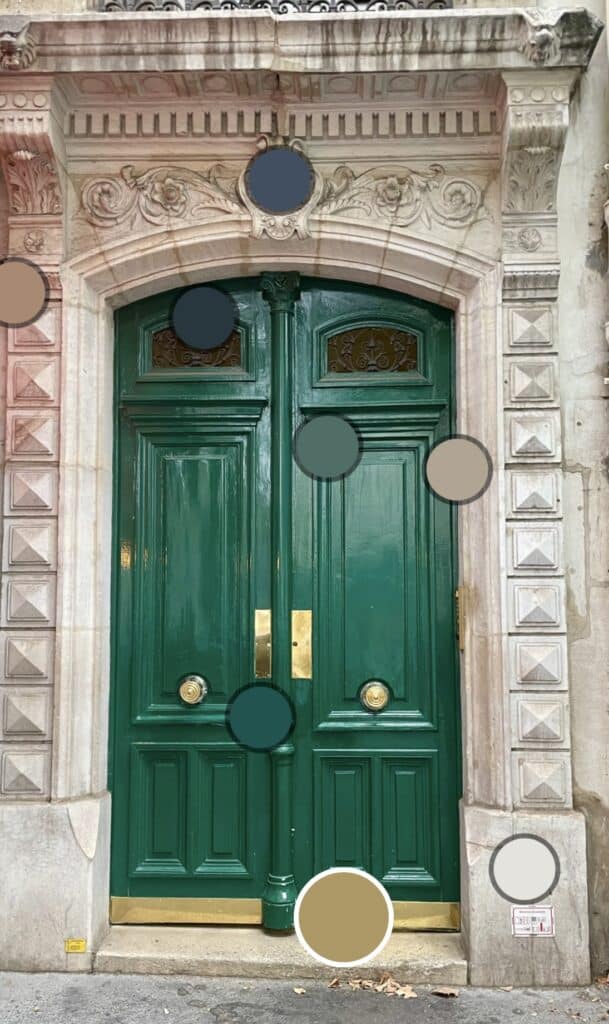Parisian green door after color snap app was applied. The Aspiring Home Interiors