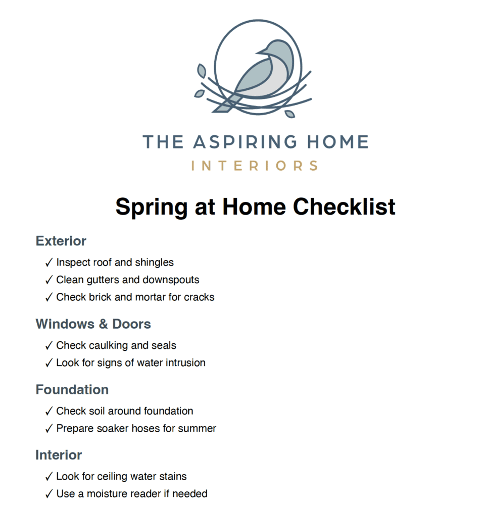 checklist for spring maintenance reminders courtesy of the aspiring home interiors. Spring Home Maintenance in North Texas | The Aspiring Home Interiors