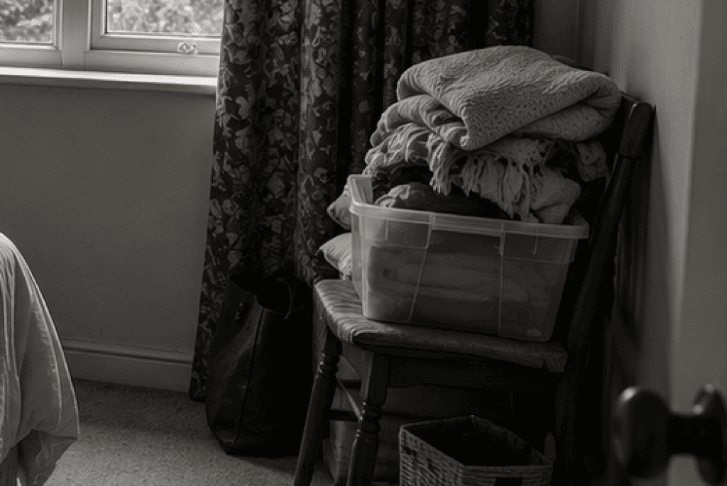 cluttered chair not guest ready room